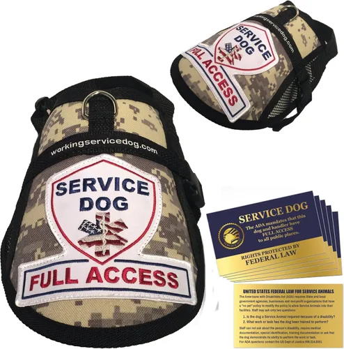 Vista 11 de Chaleco de acceso completo de malla para perros de servicio premium (circunferencia de 9 a 13 pulgadas, azul) - Incluye cinco tarjetas de folleto