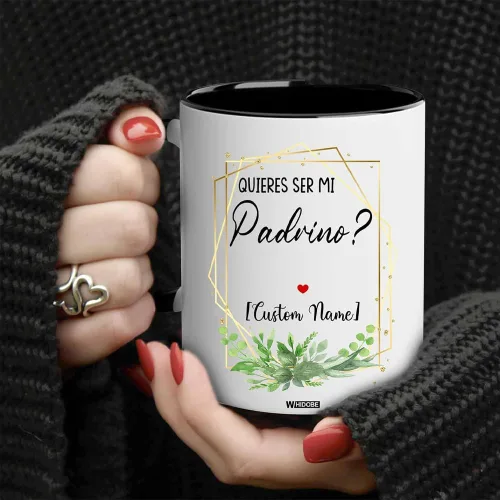 Vista 4 de WHIDOBE Tazas de café Padrino Madrina personalizadas, regalos Padrinos De Bautizo, Quieres Ser Mi Madrina, Quieren Ser Mis Padrinos De Bautizo, Set