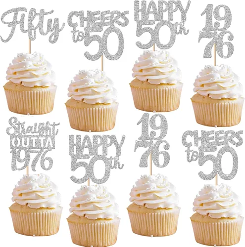 Vista 82 de 30 piezas negras para cupcakes de 10.º cumpleaños con purpurina Ten Happy 10 Straight Outta 2016 para saludos a 10 años 10 cumpleaños, boda Negro