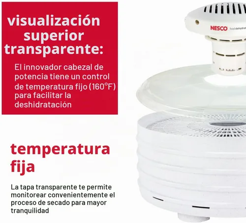 Vista 3 de Máquina para deshidratar alimentos Nesco American Harvest FD-37 con 4 bandejas, 1, Blanco