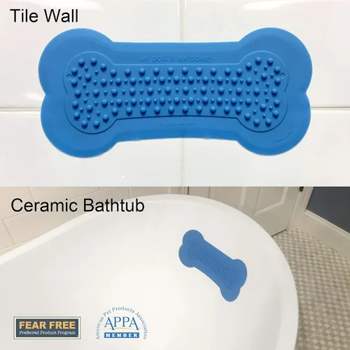 Vista 2 de Perfect Curve Lick Lick Pad Accesorios para perros Accesorio de ducha para mascotas Almohadilla para lamer mantequilla de maní para perros Azul