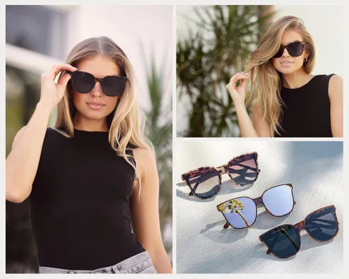 Vista 3 de WearMe Pro - Gafas de sol de gran tamaño con lente espejo completo para mujer