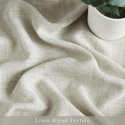 Vista 4 de Melodieux Cortinas de lino de 63 pulgadas de largo para dormitorio, cortinas de arpillera con textura de lino con bolsillo para barra, cortinas