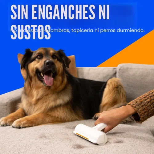 Vista 4 de ChomChom Roller & Rake - Rodillo reutilizable para depilación de mascotas con accesorio de rastrillo para piel de gato y perro en muebles, sofá