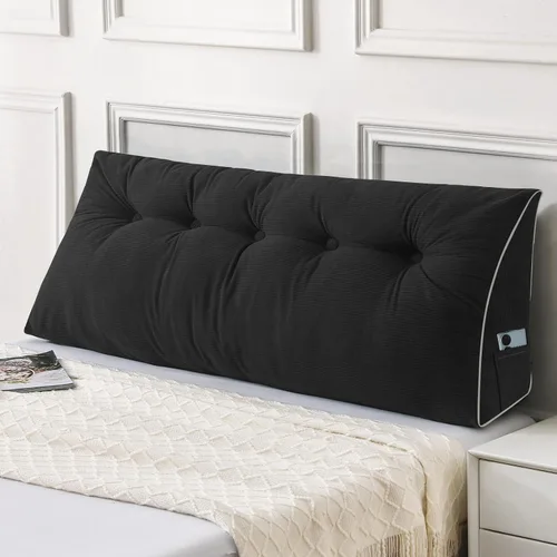 Vista 36 de Sasttie Almohada de Cabecera Queen, Almohada de Cuña de Cabecera para Sentarse en la Cama, Cojín Triangular con Soporte de Respaldo para Leer - Con