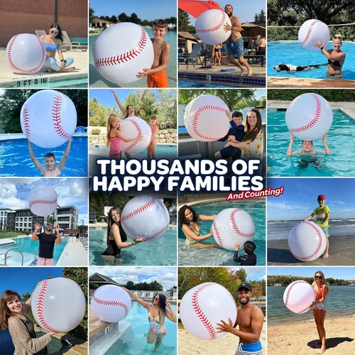 Vista 3 de 27-Inch Large Beach Ball - New 8-Panel Design for Durability and Ultra Round Shape - Best Big Beach Ball For Kids & Adults - 3X Thickness