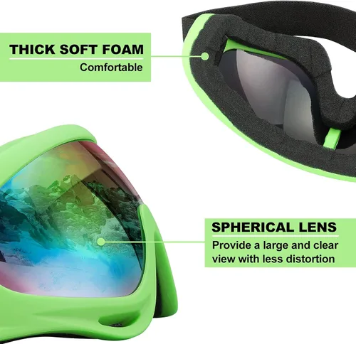 Vista 3 de Gafas de esquí, gafas de motocicleta, paquete de 3 gafas de snowboard para hombres, mujeres, adultos y jóvenes