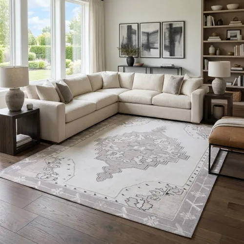 Vista 46 de Unique Loom Timeless Collection - Alfombra de área - Thomas (2' x 3' 1" ovalada, negro y blanco/gris)