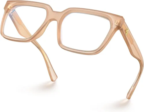 Vista 22 de VISOONE Chunky Rectangle Oversized Blue Light Blocking Computer Glasses Clear Lenses Cute Fake Large Frame Preppy Stylish Designer Fashion Screen