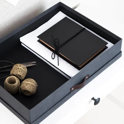 Vista 5 de Bigso Sverker Caja de almacenamiento de fibra legal/artística – Caja de almacenamiento para álbumes de recortes para papeles, fotos y más – Cajas