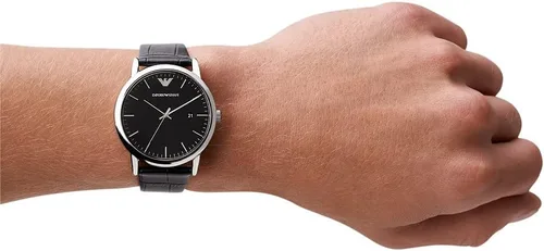 Vista 2 de Emporio Armani Reloj de cuero de tres manecillas para hombre