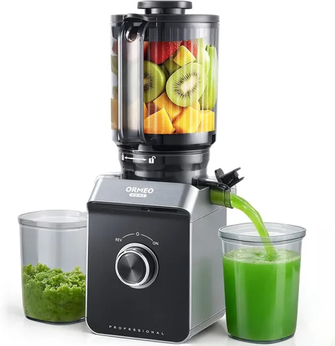 Vista 9 de Exprimidores de exprimidores de presión en frío con canal de alimentación grande de 3.60 pulgadas para verduras y frutas, fácil de limpiar, motor