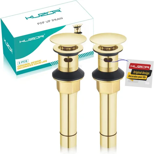 Vista 15 de Desagüe emergente para fregadero de baño con rebosadero - Se ajusta a agujeros de 1-5/8" a 2", acero inoxidable 304 para tocador/fregadero