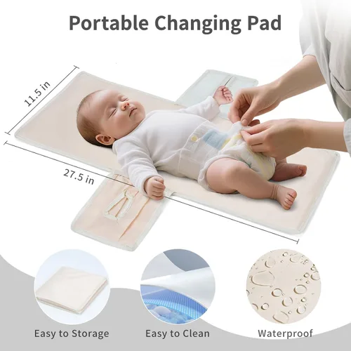 Vista 7 de CEI-CEI Mochila de neopreno para pañales con bolsillos aislados, bolsas grandes de maternidad para bebés recién nacidos, bolsa de viaje con Verde