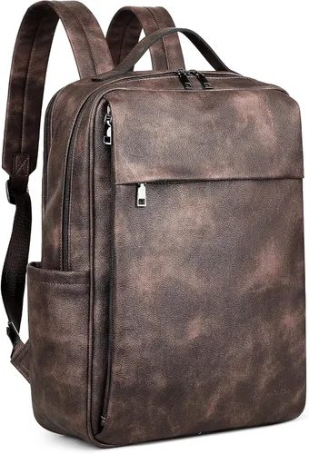 Vista 11 de MASINTOR Mochila Bolso de Cuero PU de 15.6 pulgadas para Portátil para Mujeres, Mochila Casual Grande para Universidad, Bolsa de Viaje, Negro