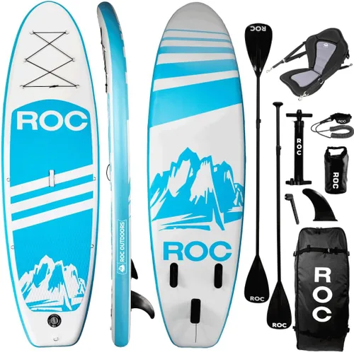 Vista 36 de Roc Tabla de remo inflable con accesorios y mochila de alta calidad, cubierta antideslizante, bolsa impermeable, correa, remo y bomba de mano.