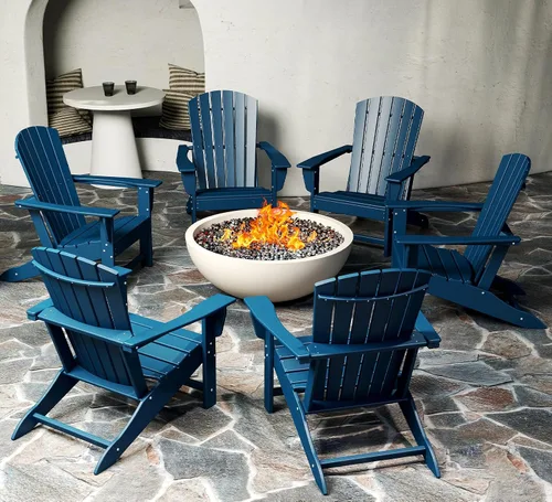 Vista 31 de BRIOPAWS - Set de 2 sillas Adirondack Silla para hoguera Tamaño grande Plástico HDPE Resistente a la intemperie para terraza, piscina al
