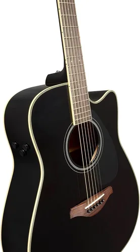 Vista 5 de Yamaha FGC-TA Dreadnought Cutaway Guitarra Transacústica con Chorus y Reverb, Negro Coro y reverberación, negro