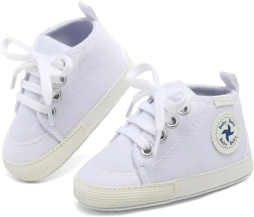 Vista 3 de Zapatos para bebés y niñas, suela antideslizante suave, para recién nacidos, para primeros pasos, de lona, de mezclilla, unisex, para bebés