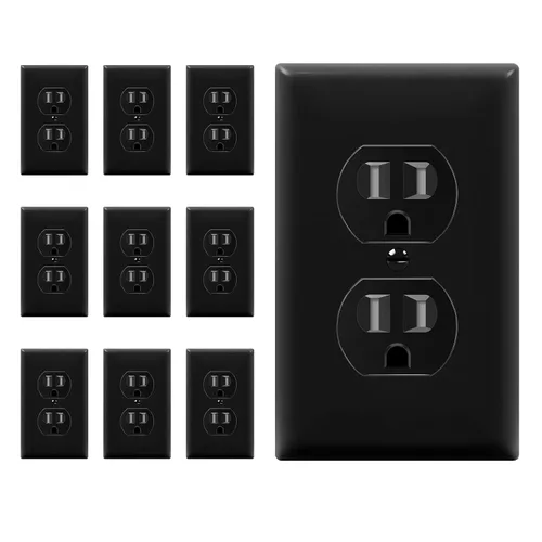 Vista 36 de ENERLITES Receptáculo dúplex, tomas de pared eléctricas resistentes a manipulaciones, grado comercial, 15A 125V, autoconectado, 2 polos, 3 cables