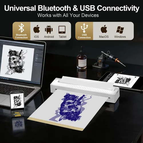 Vista 5 de Thermal Tattoo Stencil Printer Machine Bluetooth Portable Wireless