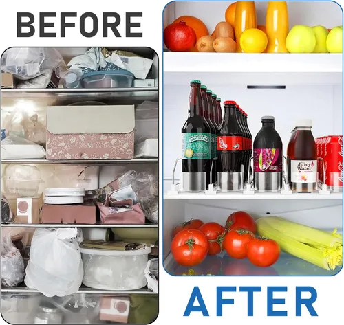 Vista 6 de Organizador de bebidas para refrigerador, dispensador organizador de latas de soda para refrigerador con deslizamiento automático de empuje, 3 filas