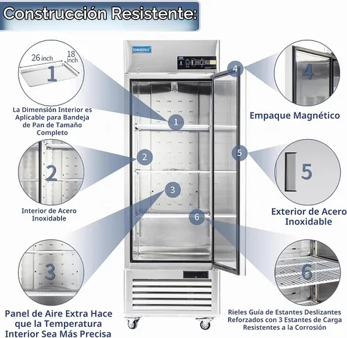 Vista 4 de ICECASA - Refrigerador comercial de 27 pulgadas de ancho con puerta sólida