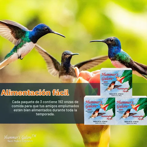 Vista 5 de Hummer's Galore Alimento para colibríes, néctar de colibrí listo para mezclar, fórmula colectora de néctar totalmente natural, sin conservantes ni