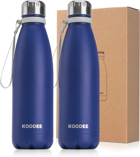 Vista 36 de koodee Botella de agua aislada (paquete de 2) botella de agua de doble pared de acero inoxidable 18/8, botella térmica de viaje con forma de cola