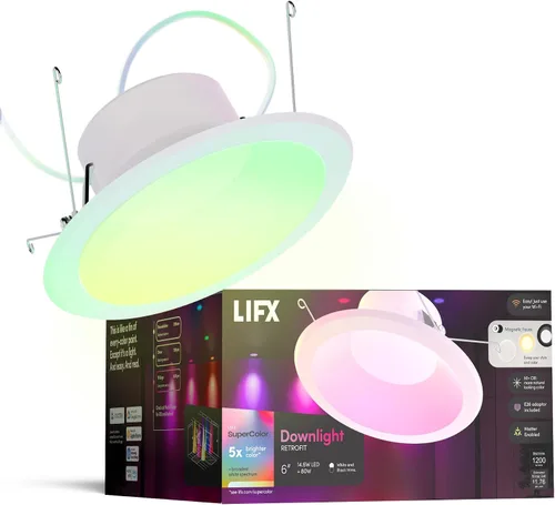 Vista 9 de LIFX Luz descendente empotrable inteligente sin lata de 4 pulgadas, borde deflector profundo, RGB + blanco sintonizable (1500-9000 K), control