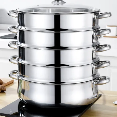 Vista 9 de BESTonZON Olla de estofado Alimentos Práctica olla de vapor olla olla olla con tapa cesta acero inoxidable Alimentos Cocinar Cocinar