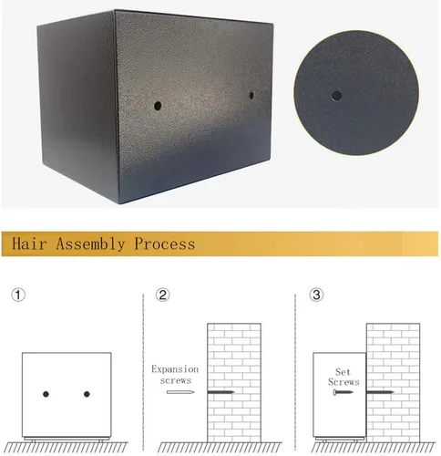 Vista 6 de Caja fuerte pequeña con llave/caja fuerte de alta seguridad/cerradura de acero segura/oficina en casa caja de almacenamiento para dinero