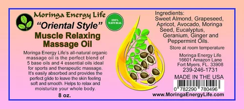 Vista 3 de Moringa Aceite de masaje relajante muscular 'estilo oriental' para terapia, cita nocturna, tailandés, suizo, asiático, terapeuta deportivo