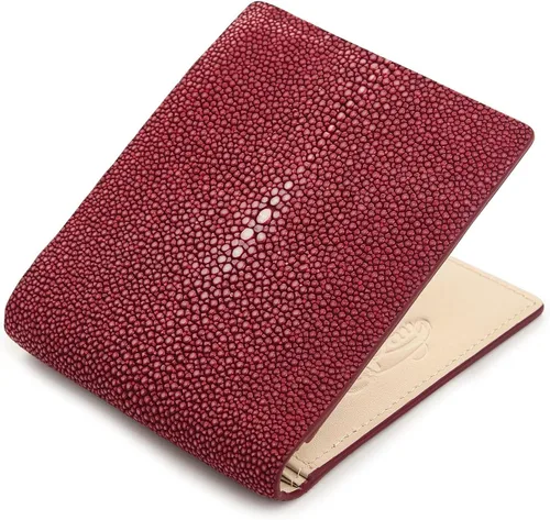 Vista 4 de Rojo Borgoña Stingray piel cuero cartera para hombre genuino
