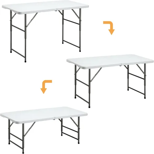 Vista 7 de ALIMORDEN Mesa de picnic plegable de altura ajustable de 4 pies, mesa de comedor de plástico de 48 pulgadas, mesa comercial para eventos, mesa