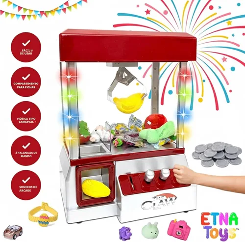 Vista 7 de Máquina de garra electrónica de arcade Etna - Máquina agarradora de juguetes con luces LED intermitentes y sonido