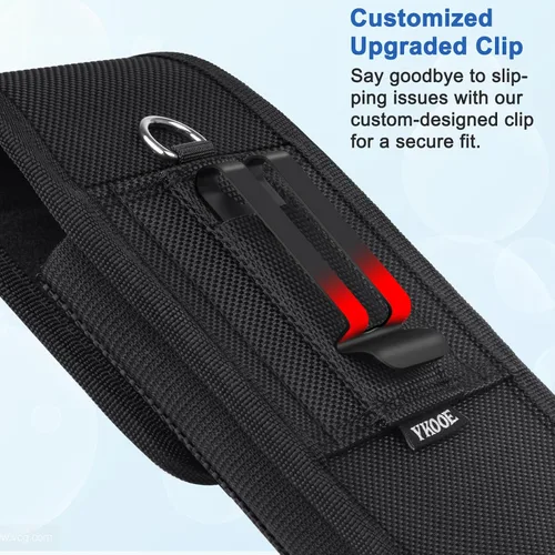 Vista 3 de ykooe Funda con clip para cinturón para iPhone 16 15 14 13 12 y modelos Pro, bolsa de nailon para tarjetas de teléfono celular, color negro