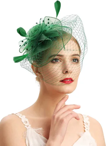 Vista 2 de Sombreros inspirados en el estilo de los años 20 y 50, sombrero pastillero, sombrero de cóctel, fiesta de té, sombrero con velo para niñas y mujeres