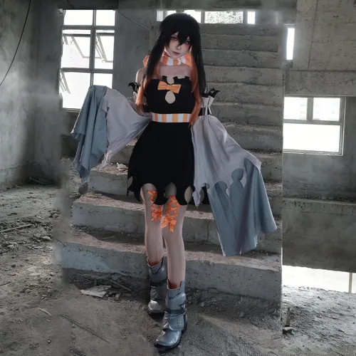 Vista 2 de Disfraz de anime Gachiakuta Amo Empool Cosplay conjunto completo uniforme para mujer, Halloween Comic Con Negro