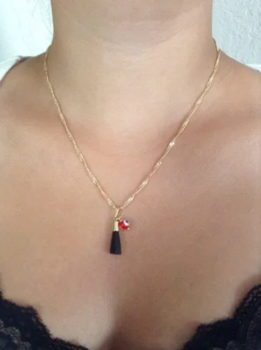 Vista 7 de Collar de Protección para Mujer Genuino Azabache Colgante Cadena Mal de Ojo