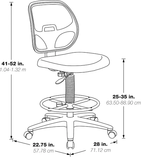 Vista 2 de Silla con respaldo de malla de lujo con pie ajustable, Acero inoxidable, Negro