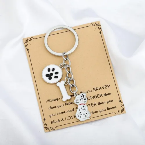 Vista 5 de FUSTMW Regalos para perros dálmatas llavero y llavero para amantes y propietarios dálmatas