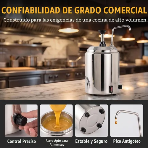 Vista 6 de Dispensador eléctrico de salsa de queso nacho con olla de inserción, interruptor de encendido/apagado de capacidad de 3.5 cuartos