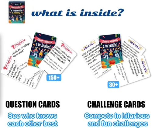 Vista 2 de 1step2dream Juegos de cartas familiares españoles Divertido juego de mesa para la familia Iniciador de conversación bilingüe para fiesta