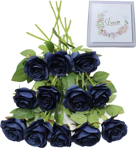 Vista 45 de LVEFIT - 12 rosas artificiales de otoño para decoración de otoño Beige