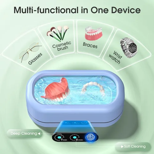 Vista 2 de Limpiador ultrasónico profesional de joyas con temporizador digital, máquina limpiadora ultrasónica de 50KHz con acero inoxidable 304 para joyas