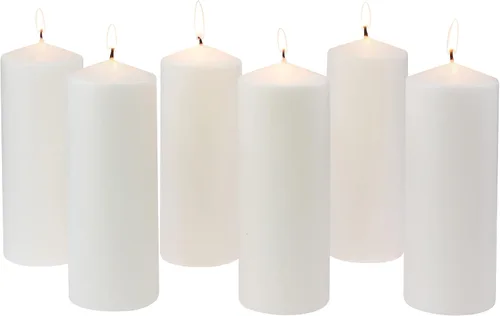 Vista 4 de Stonebriar Velas de pilar sin perfume de 18 horas de larga duración, 3 x 8, blancas y 35 horas de combustión sin perfume, 3 x 4, color blanco