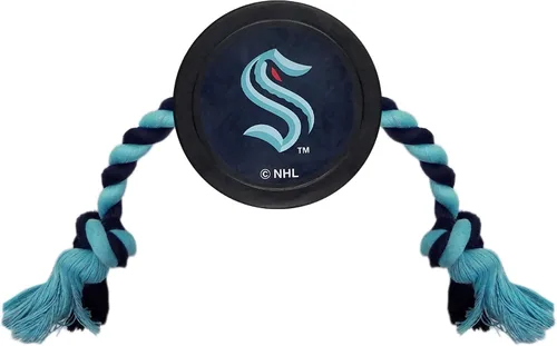Vista 12 de Juguete de goma First Dog Puck – Cuerda de tiro resistente para perros y gatos – Juega hockey con tu mascota – Juguete con licencia de los Anaheim