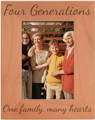 Vista 16 de Gifts For All By Rachel Olevia Five Generations One Family Many Hearts - Marco de fotos de madera natural grabado de 4 x 6 pulgadas, diseño