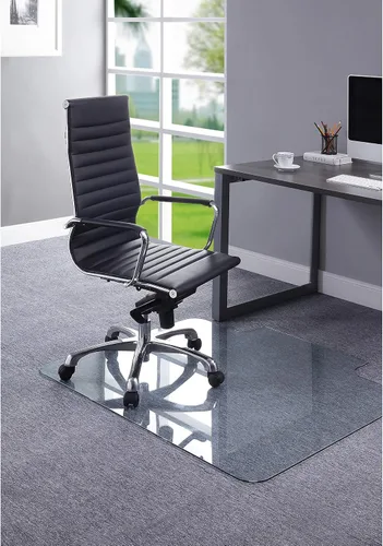 Vista 3 de Lorell Tapete para silla de vidrio templado con labio, 36 x 48 pulgadas, transparente, 1 unidad